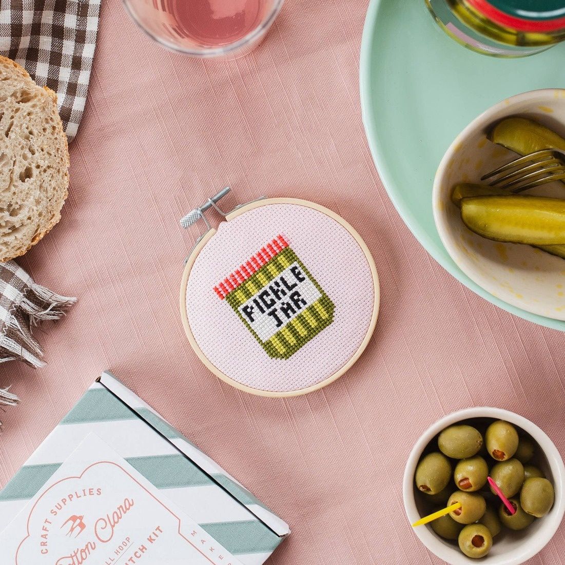 Cotton Clara Cross Stitch Kit / Pickle Jar