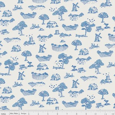 Riley Blake Virginia Rose / Toile Blue / Per 25cm