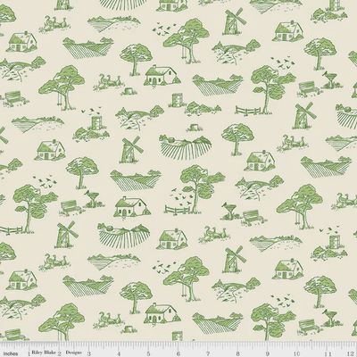 Riley Blake Virginia Rose / Toile Green / Per 25cm