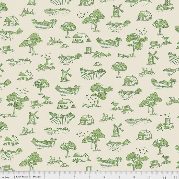 Riley Blake Virginia Rose / Toile Green / Per 25cm