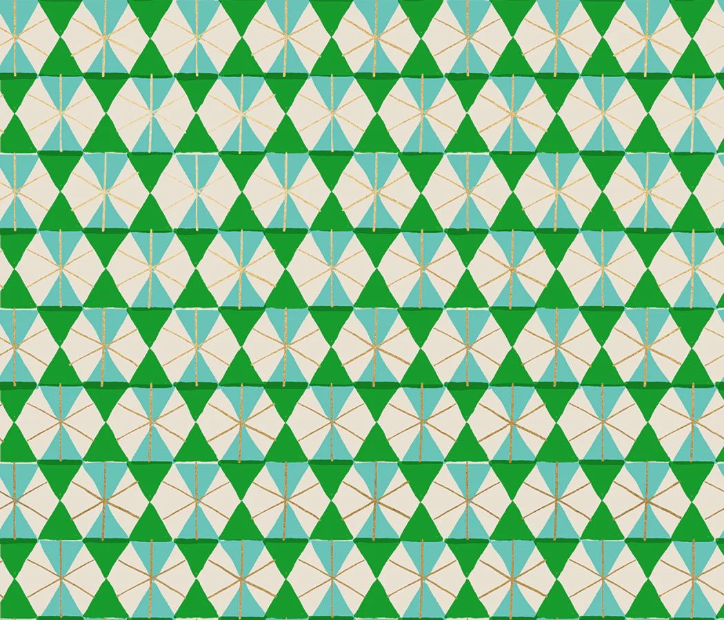 Ruby Star Merry Happy / Geometric Metallic - Verdant / Per 25cm