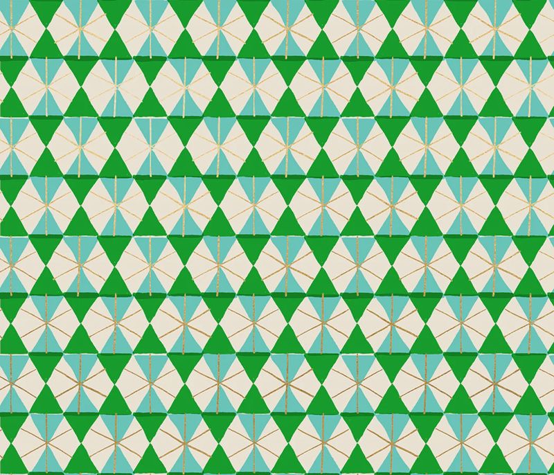 Ruby Star Merry Happy / Geometric Metallic - Verdant / Per 25cm