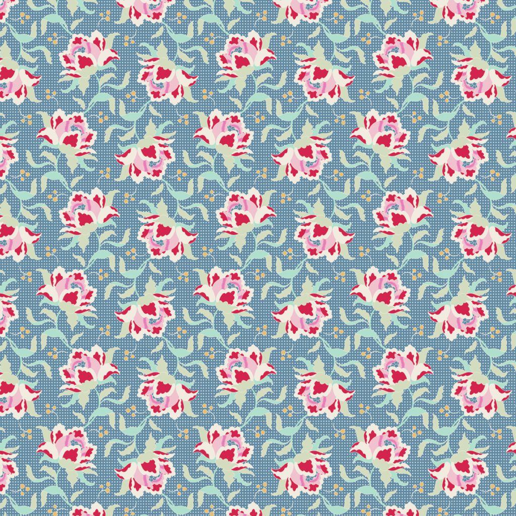 Tilda Quilt Collection / Clown Flower - Blue / Per 25cm