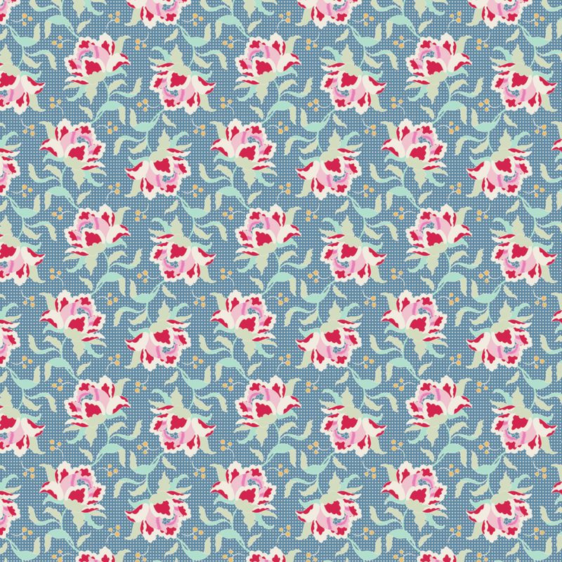 Tilda Quilt Collection / Clown Flower - Blue / Per 25cm