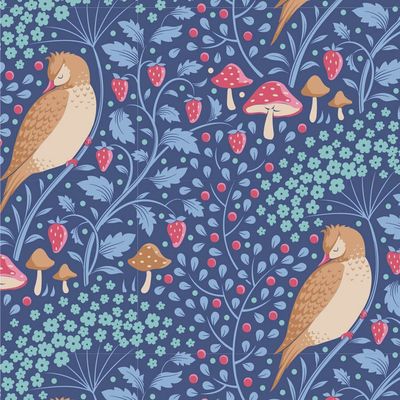 Tilda Hibernation Collection / Sleepy Bird - Denim / Per 25cm