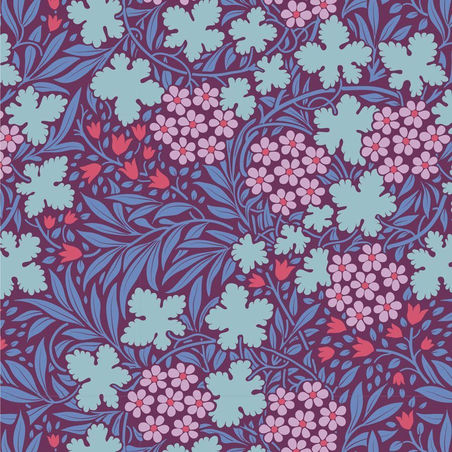Tilda Hibernation Collection / Autumn Bloom - Eggplant / Per 25cm