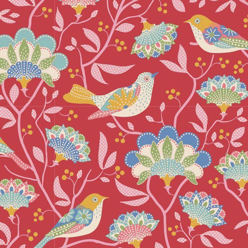 Tilda Jubilee Collection / Bird Tree - Red / Per 25cm