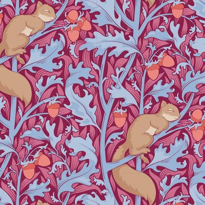 Tilda Hibernation Collection / Squirrel Dream - Hibiscus / Per 25cm