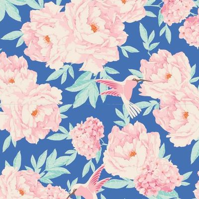 Tilda Lemon Tree Collection / Hummingbird - Blue / Per 25cm