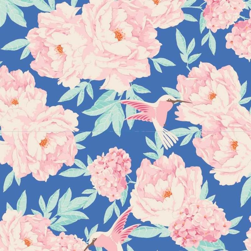 Tilda Lemon Tree Collection / Hummingbird - Blue / Per 25cm