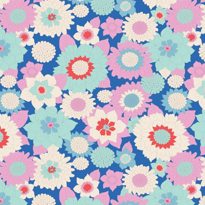 Tilda Lemon Tree Collection / Boogie Flower - Blue / Per 25cm