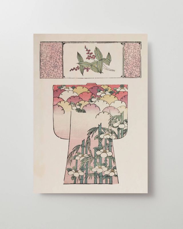 Kiku Print Greeting Card / Flowering Kimono