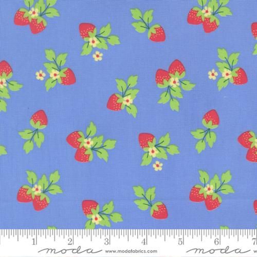 Moda Fruit Salad / Strawberries - Blue / Per 25cm