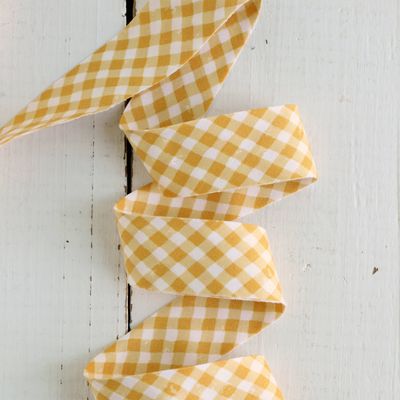 2.5" Bias Quilt Binding / Yellow Gingham Cotton / Per Metre