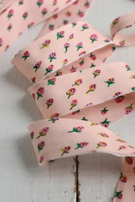 2.5" Bias Quilt Binding / Heather Ross Field Strawberries Blush / Per Metre