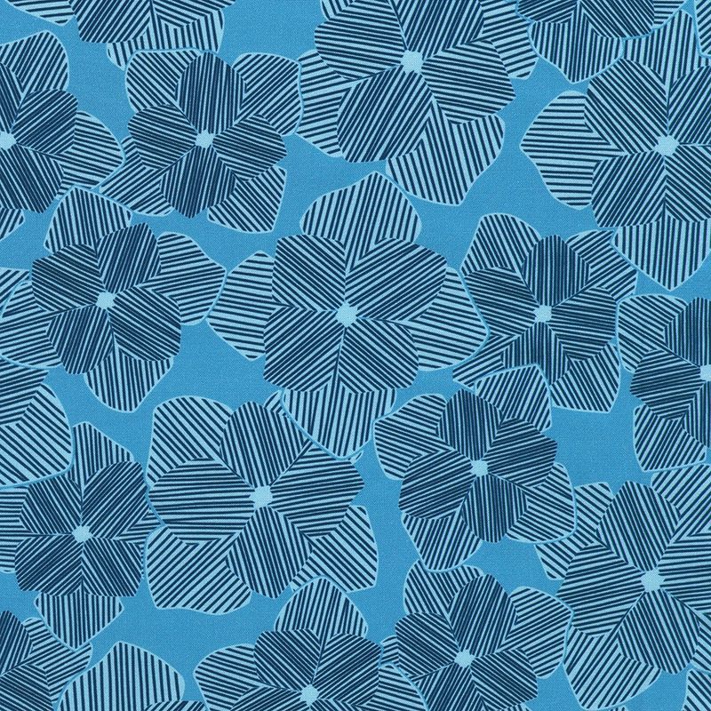 Drift Into Blue / Geo Blossoms - Azure / Per 25cm