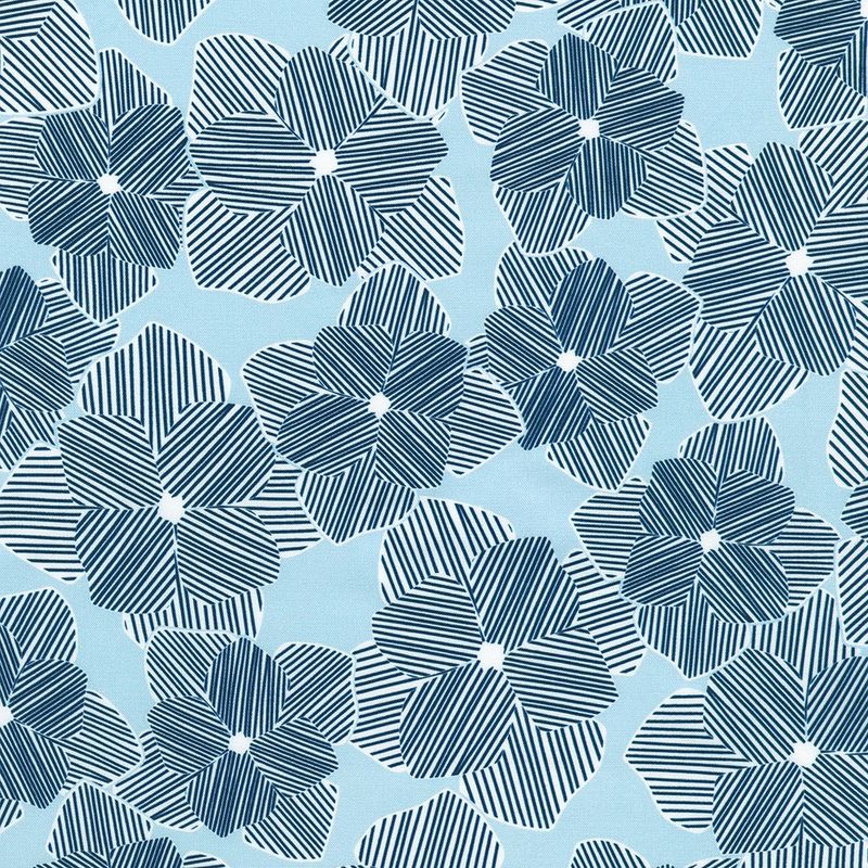 Drift Into Blue / Geo Blossoms - Chambray / Per 25cm