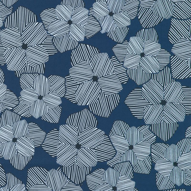 Drift Into Blue / Geo Blossoms - Denim / Per 25cm