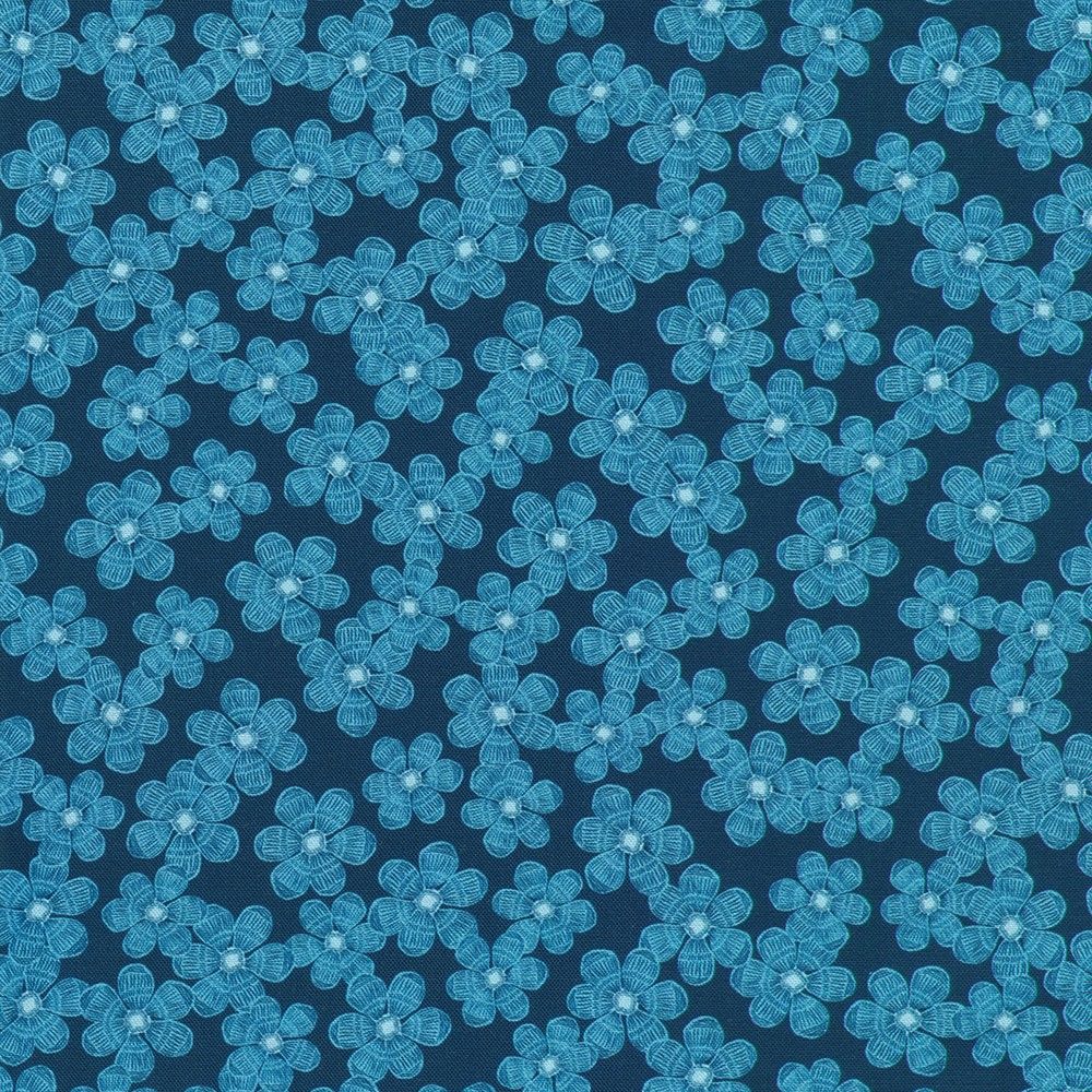 Drift Into Blue / Flowery - Navy / Per 25cm