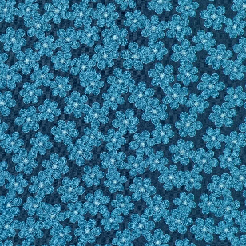 Drift Into Blue / Flowery - Navy / Per 25cm