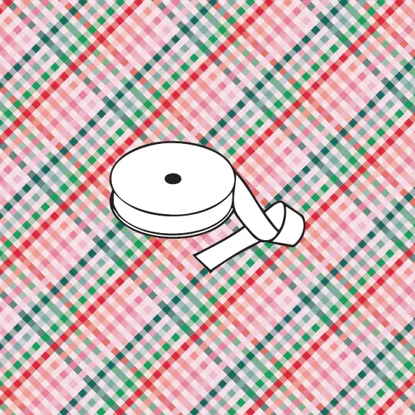 Bias Binding 25mm / Candy Cane on Pink / Per metre
