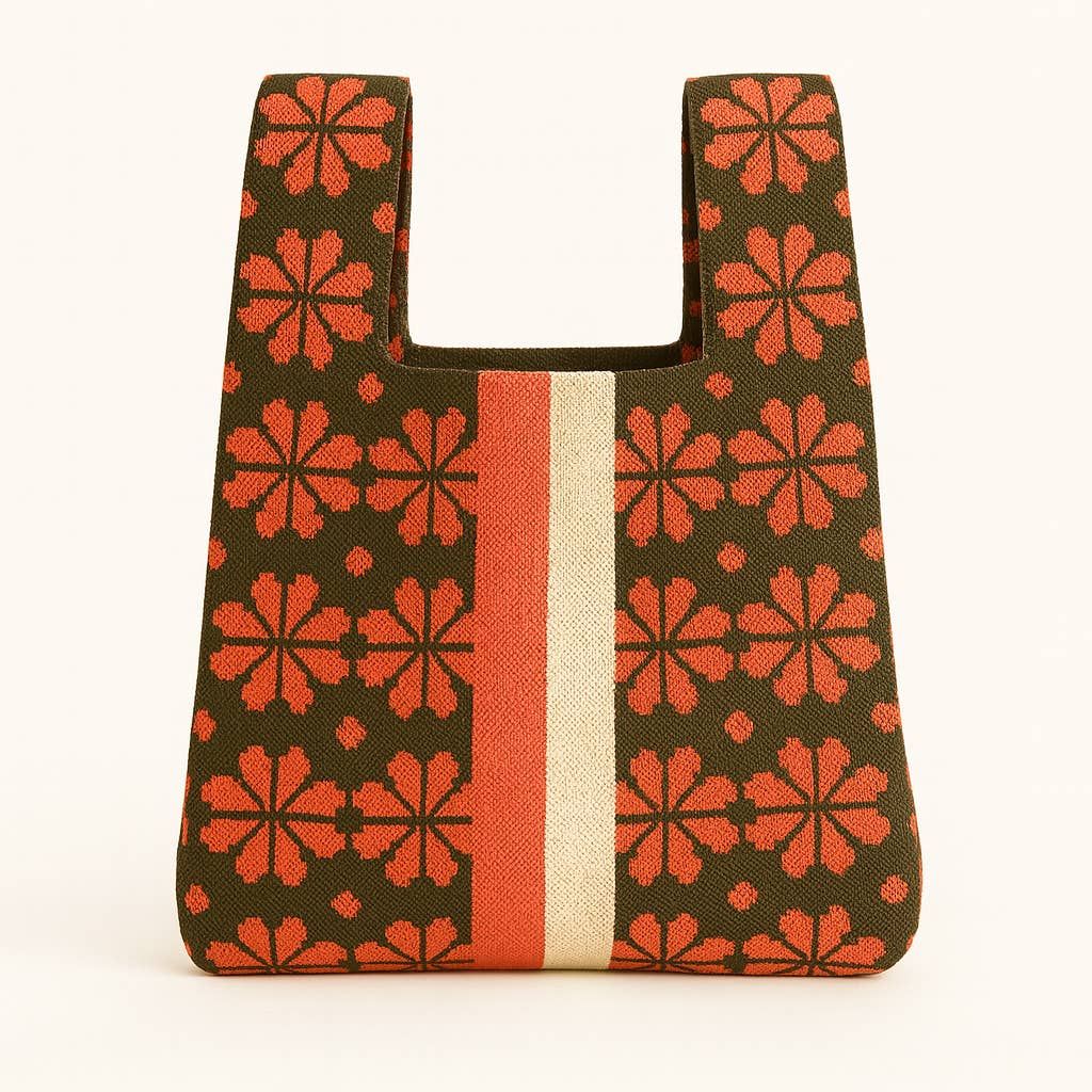 TOKEII Knitted Bag / Orange Floral