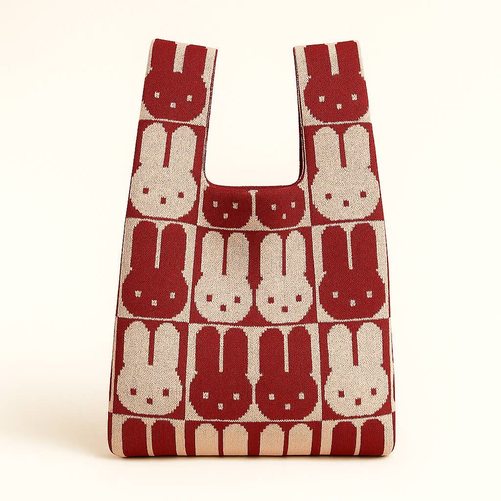 TOKEII Knitted Bag / Red Chessboard Bunny
