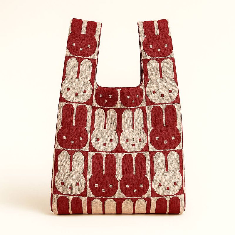 TOKEII Knitted Bag / Red Chessboard Bunny