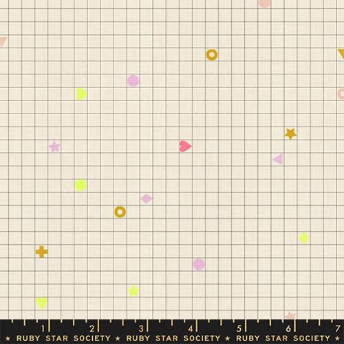 Ruby Star LoFi Linen / Power Grid - Natural / Per 25cm