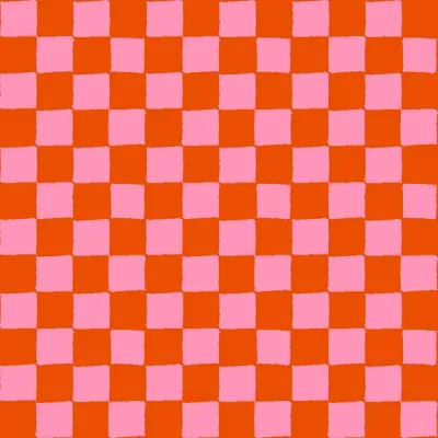 Ruby Star 1-800-Calico / Block Print Check - Warm Red / 25cm