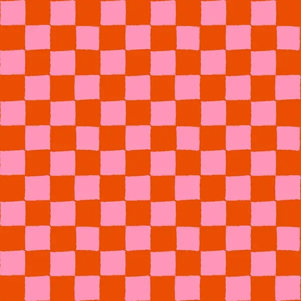 Ruby Star 1-800-Calico / Block Print Check - Warm Red / 25cm