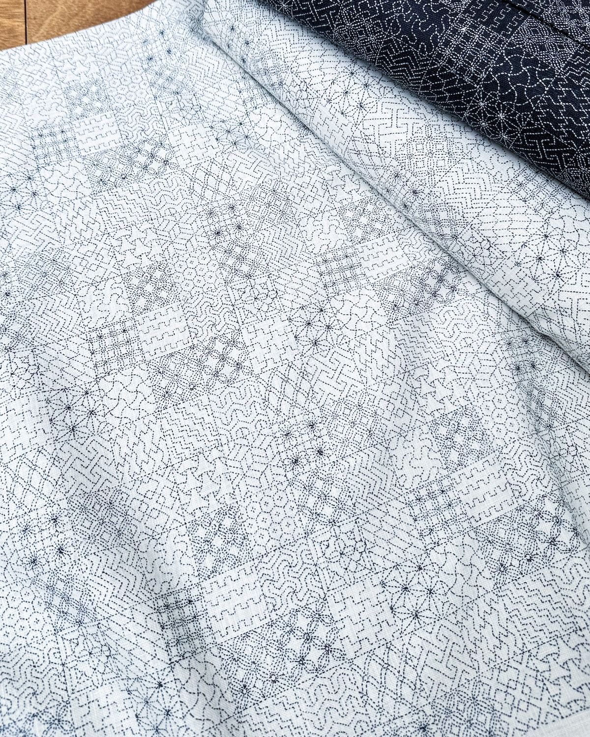 Sevenberry Poplin / Cream Sashiko Print / Per 25cm