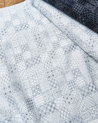 Sevenberry Poplin / Cream Sashiko Print / Per 25cm