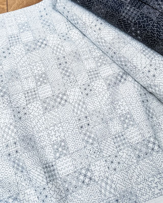 Sevenberry Poplin / Cream Sashiko Print / Per 25cm