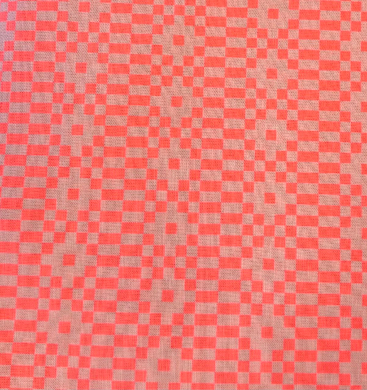 Ruby Star LoFi Linen / Bitmapped - Neon Coral / Per 25cm
