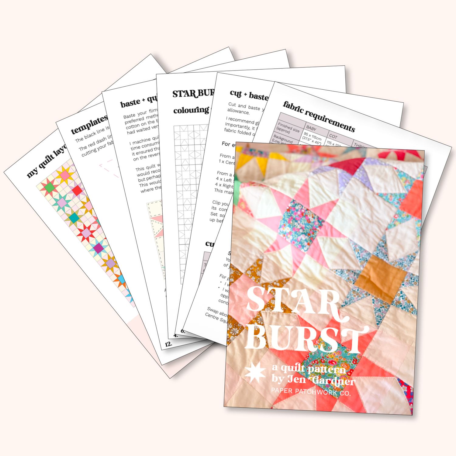 Star Burst Quilt Pattern + Optional Templates, Type: Pattern Only