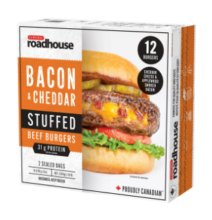 Cardinal Roadhouse Bacon &amp; Cheese Stuffed Burger 24 x 170 gr