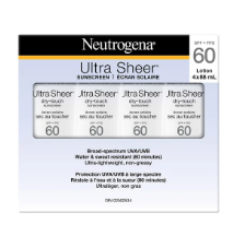 Neutrogena SPF 60 Water Resistant Ultra Sheer Dry-Touch Sunscreen 4 x 88 ml