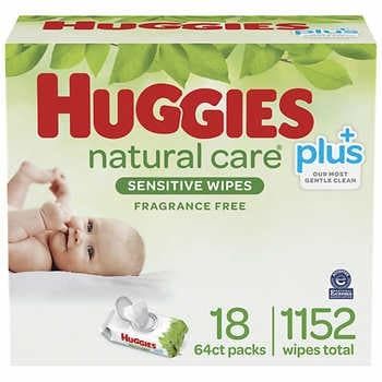 Huggies Natural Care Plus Wipes 18 pack