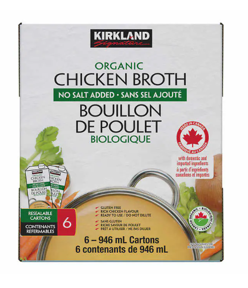 Kirkland Signature Organic Chicken Broth 6 x 946 mL