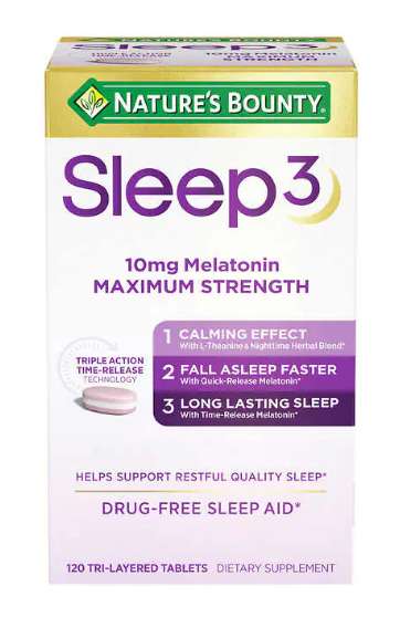 Nature&#39;s Bounty Sleep3 10mg. Melatonin 120 Tablets