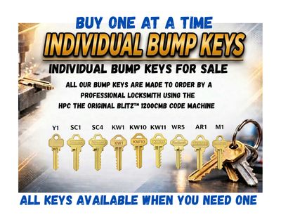 ​Individual Bump Keys - $4.50 Per Key Includes Free Key Ring