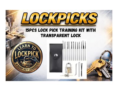 15pcs Lock Pick Training Kit with Transparent Lock