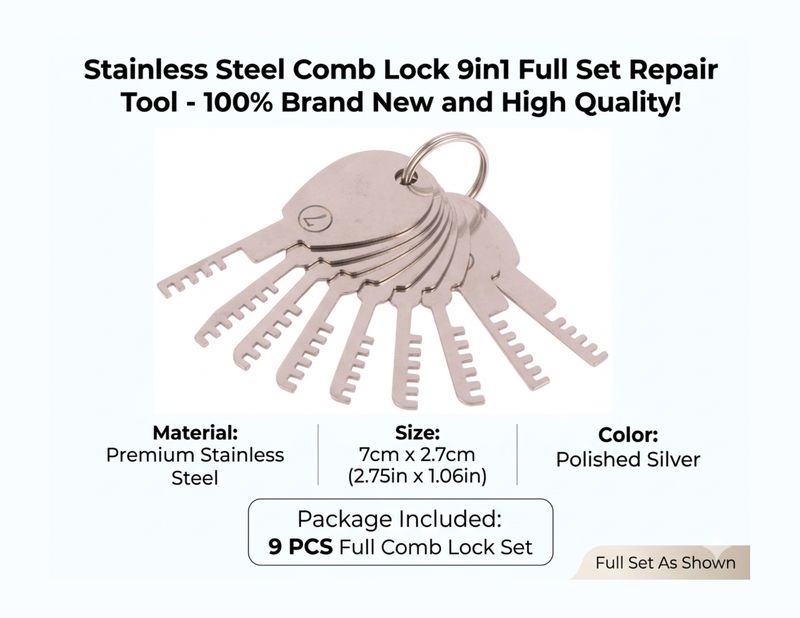 9-in-1 Stainless Steel Comb Lock Set
