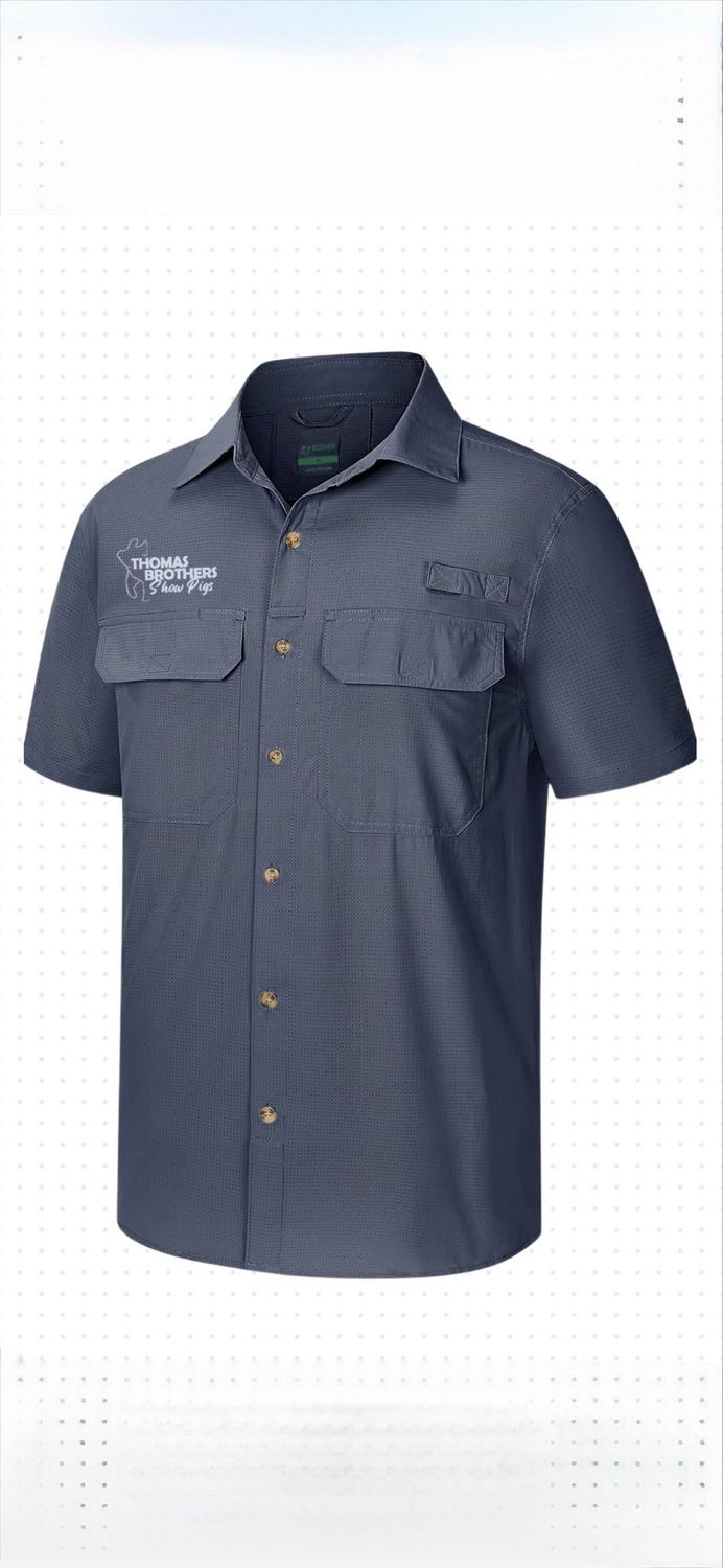 Short Sleeve Button Up Fishing Style Vented Shirt