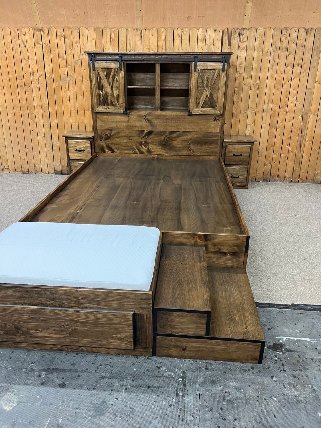 Pine Queen Bed Handmade with Dog Bed