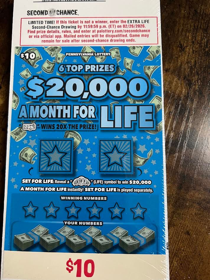 $10 20,000 A MONTH FOR LIFE $600 BOOK