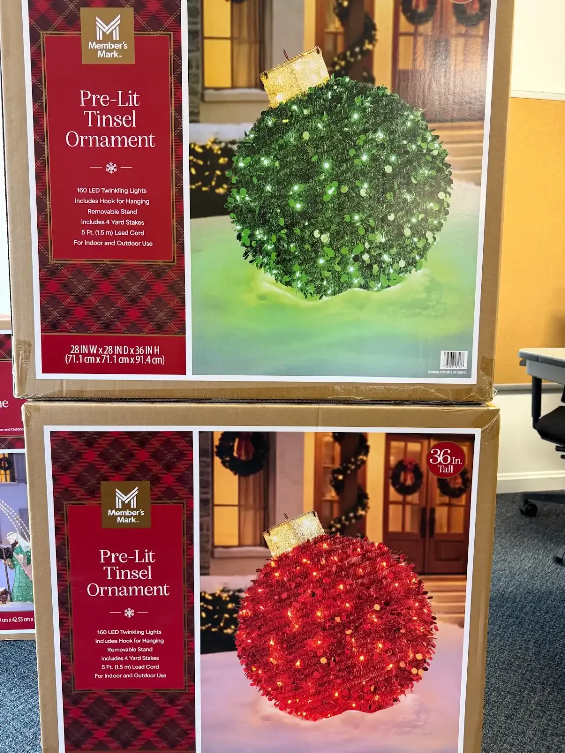 2 - 36 INCH LIGHTED CHRISTMAS BALLS