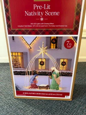 PRE-LIT NATIVITY SCENE 7FT TALL