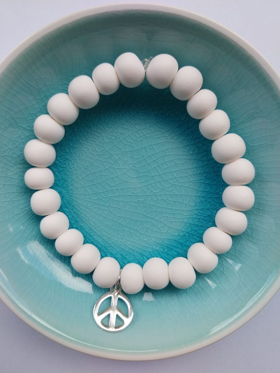 White Peace Charm Bracelet